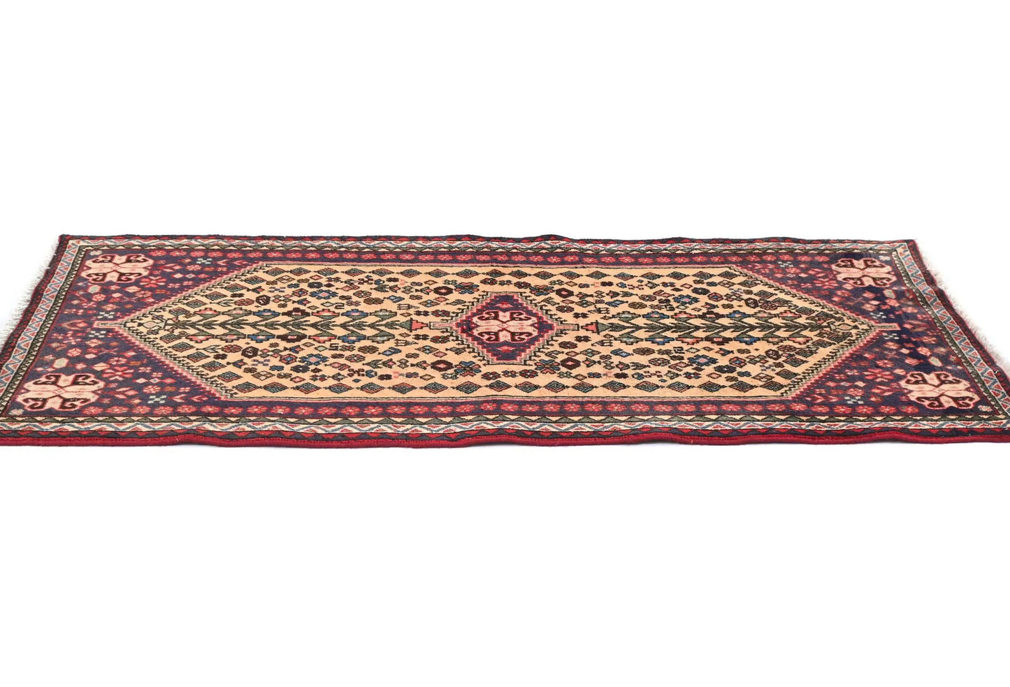 Handmade Vintage Tribal Oriental Rug 2X5 Ft