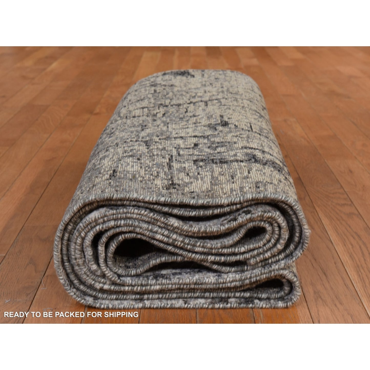 6'X9' Oyster Gray Fossil Design All Wool Hand Knotted Modern Oriental Rug