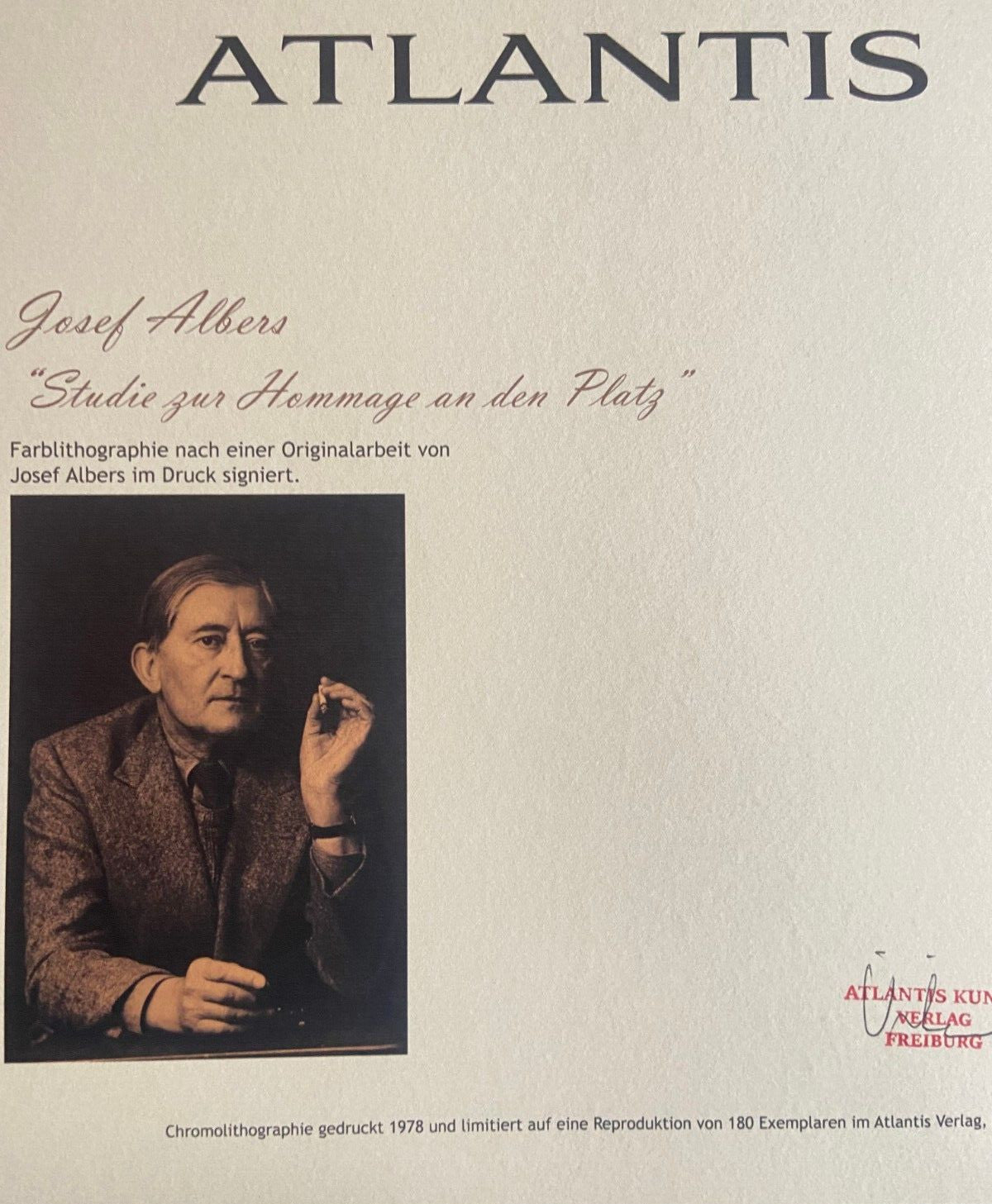 Josef Albers Lithograph Certified Signed (Piet Mondrian)