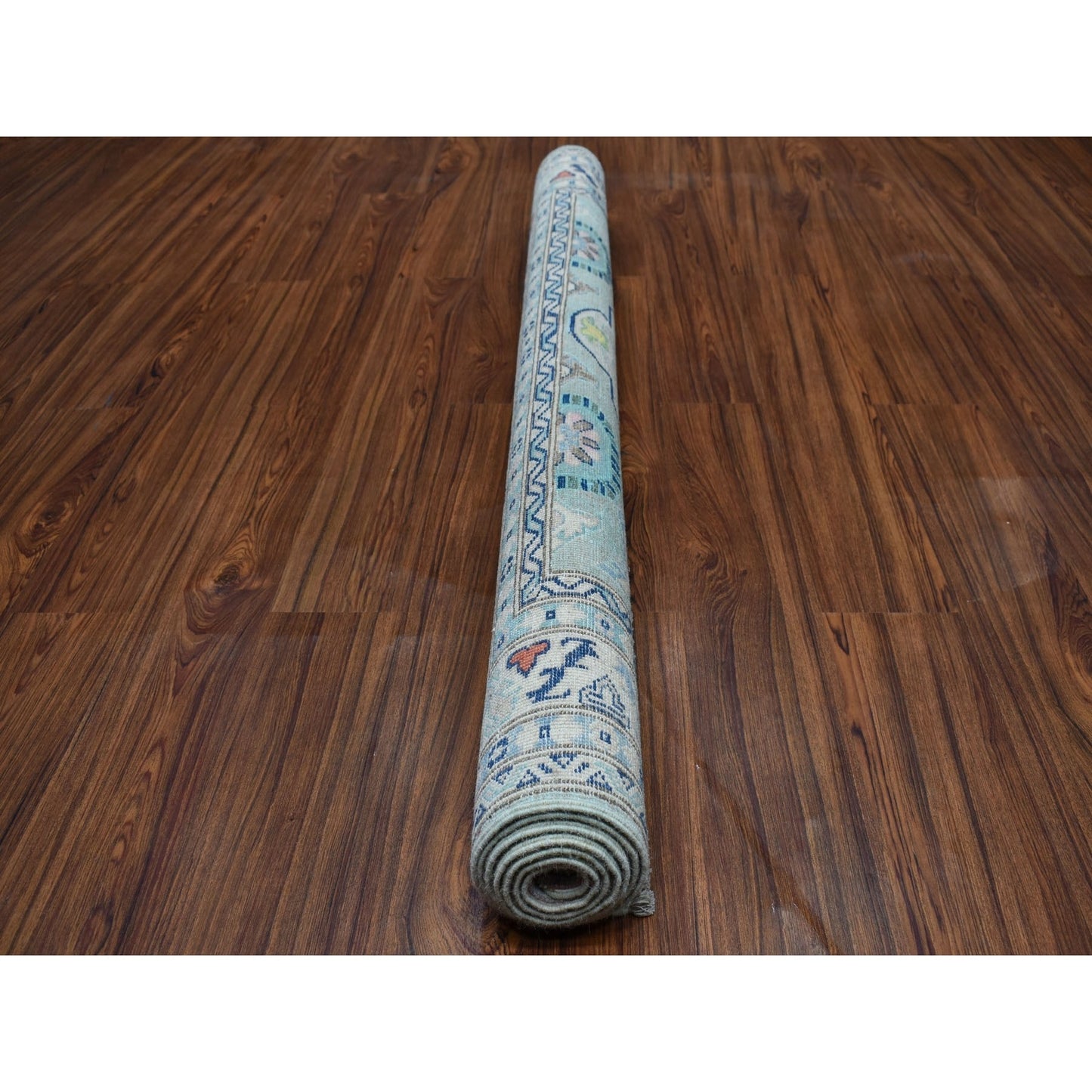5'1"X6'6" Colorful Gray Fusion Kazak Pure Wool Hand Knotted Oriental Rug