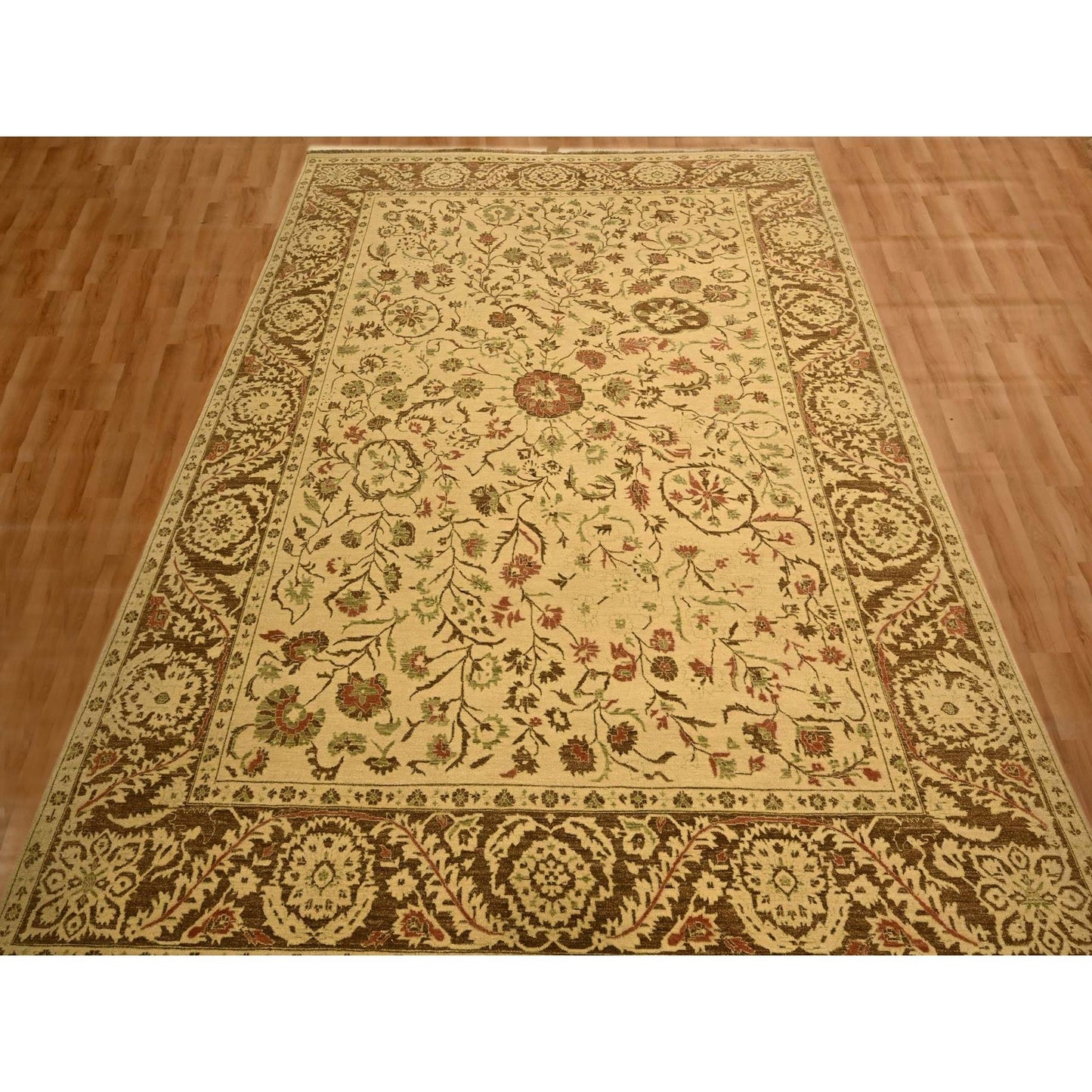 10'X13'10" Biscotti Brown Agra Leaf Design100% Wool Hand Knotted Rug