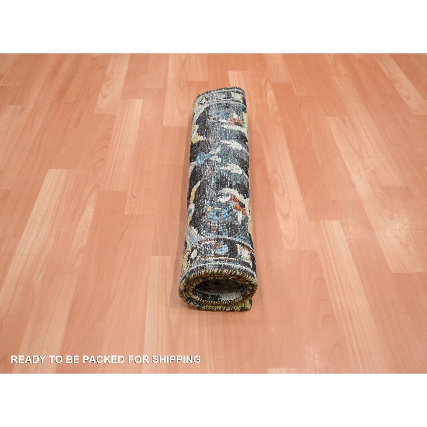 2'X3'3" Blue With Yellow Zoroastrian Design Wool Hand Knotted Sample Rug