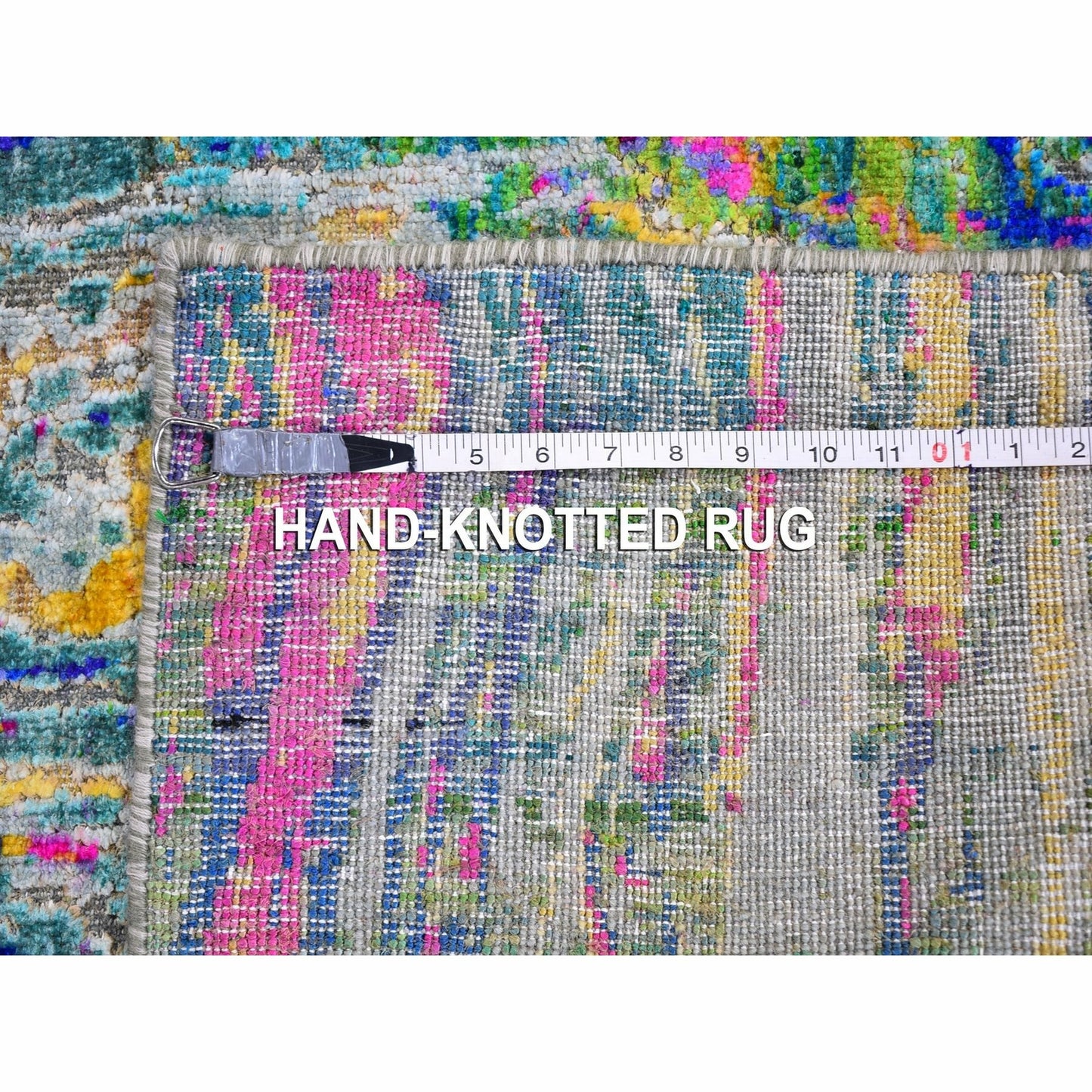 3'X10' Silk With Text Wool The Lava Design Wide Runner Hand Knotted Rug