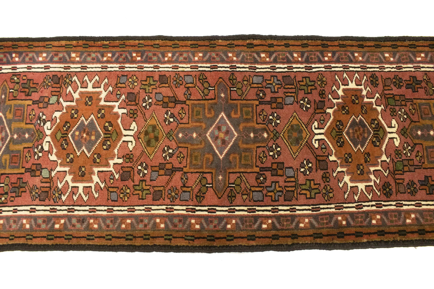 Vintage Red Geometric Runner Rug Narrow Farmhouse