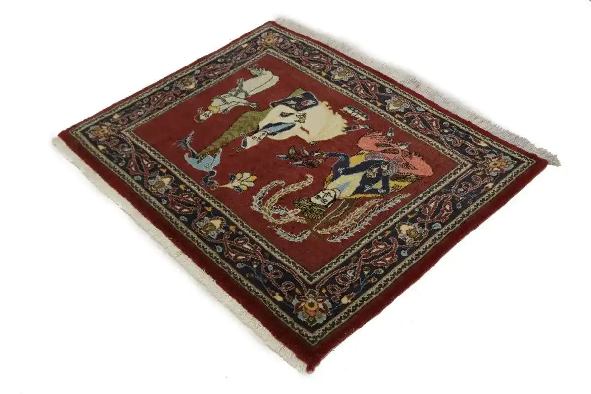 Wine Red Vintage Pictorial Design Handmade