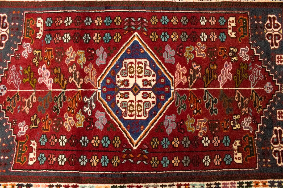 3'5X5 Ft Hand-Knotted Red Tribal Geometric