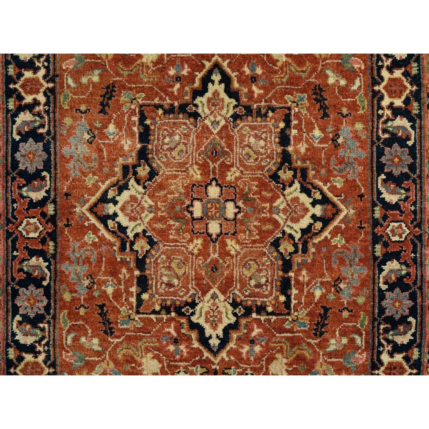 2'7"X16'3" Red Antiqued Heris Re-Creation Wool Hand Knotted Xl Runner Rug