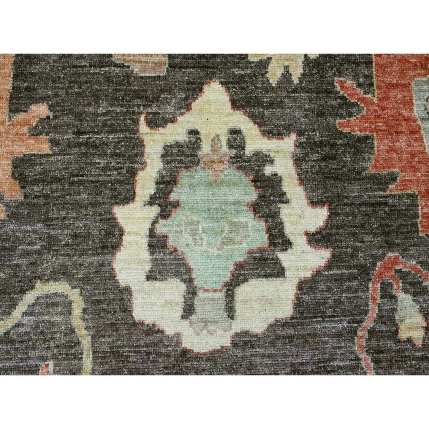 10'X13'5" Brown Afghan Angora Oushak Leaf Design Hand Knotted Wool Rug
