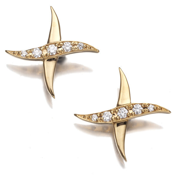 Vendome Earrings Diamond Wave Cross 18K 750