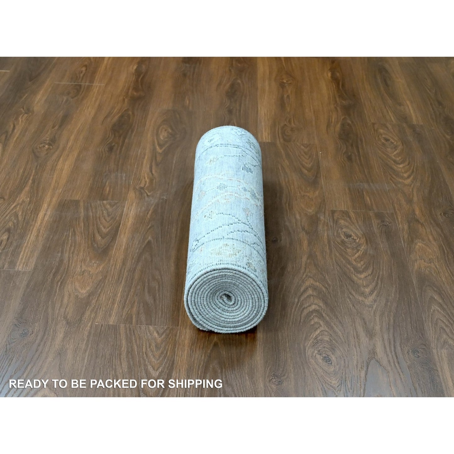2'5"X13'10" Pastel Gray Oushak Design Hand Knotted Pure Wool Runner Rug