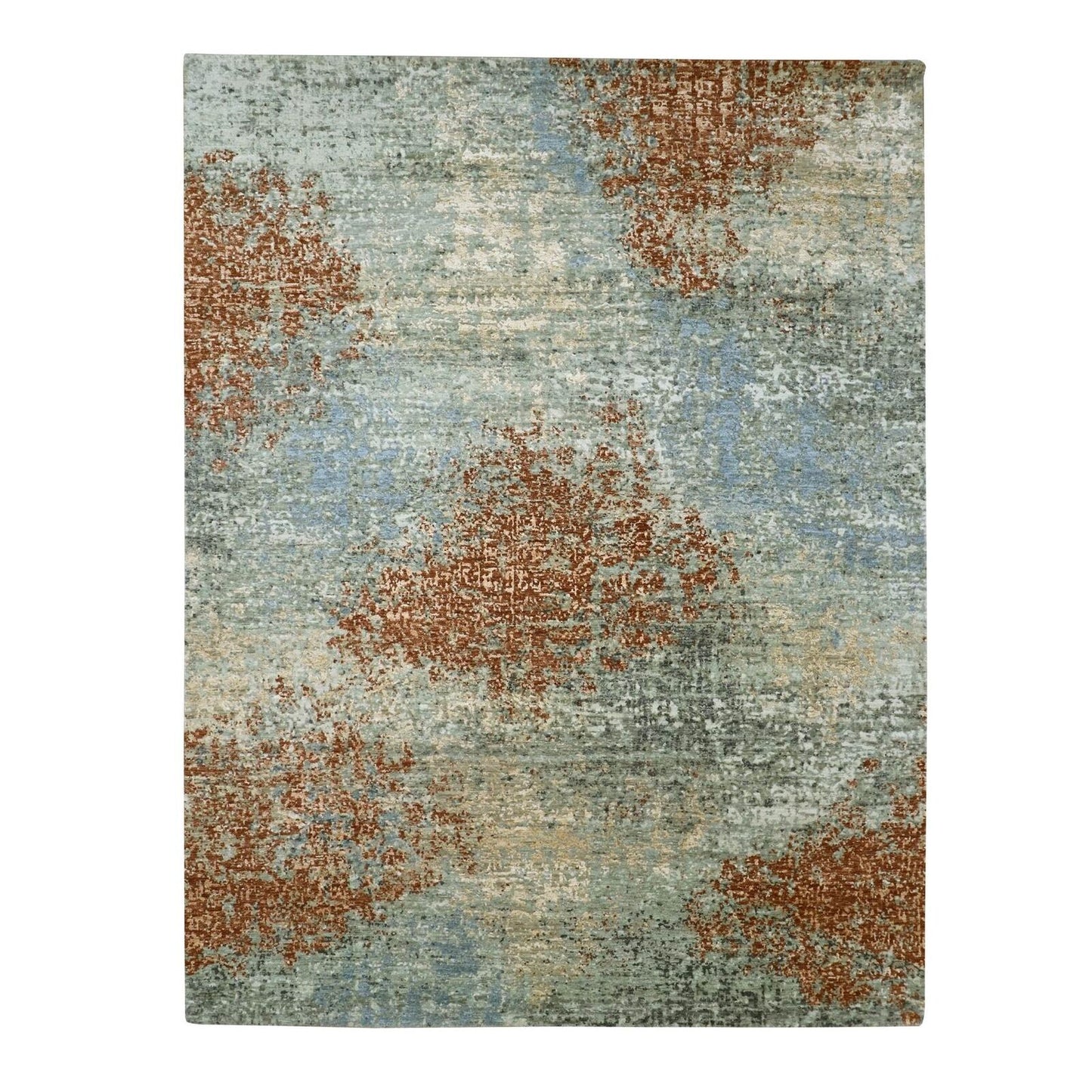 8'X10'6" Rust Red Zoroastrian Knot Abstract Design Wool Hand Knotted Rug