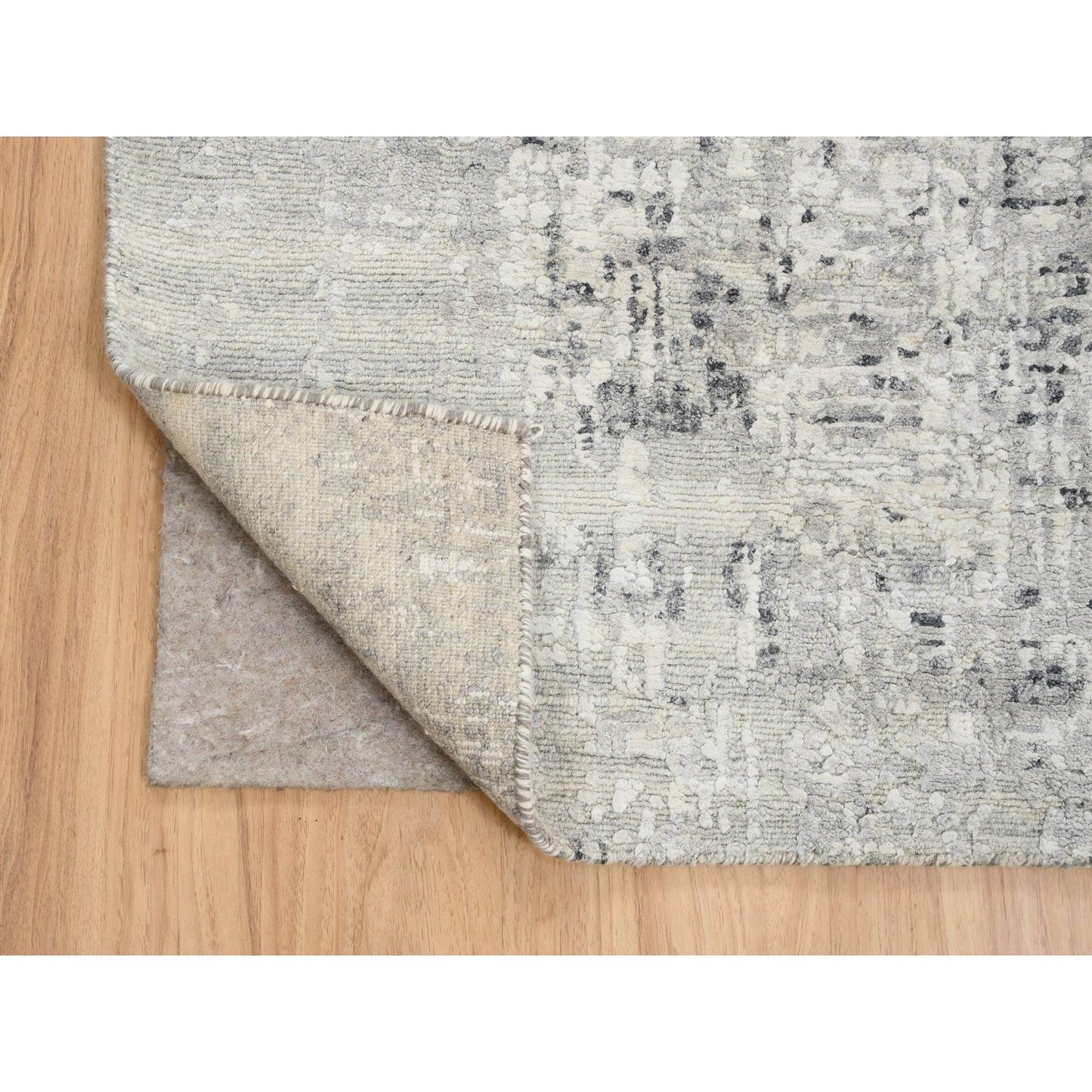 2'6"X20' Gray Modern Hand Knotted Undyed Natural Wool Runner Oriental Rug