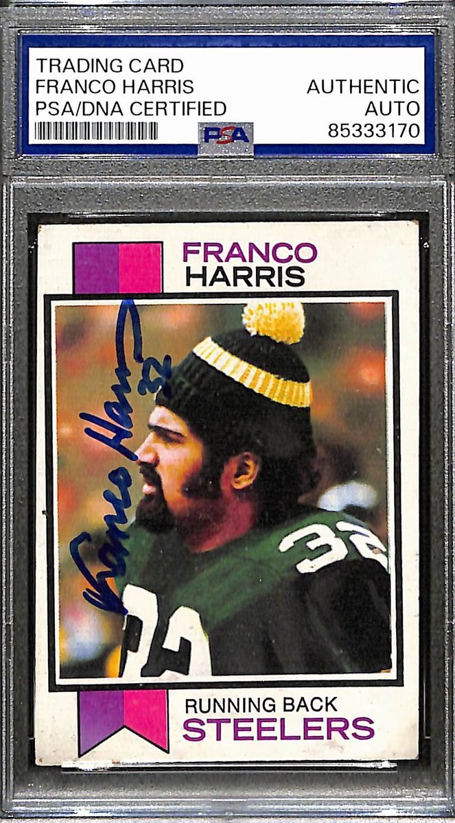 Franco Harris Hof Signed/Auto 1973 Topps Rookie