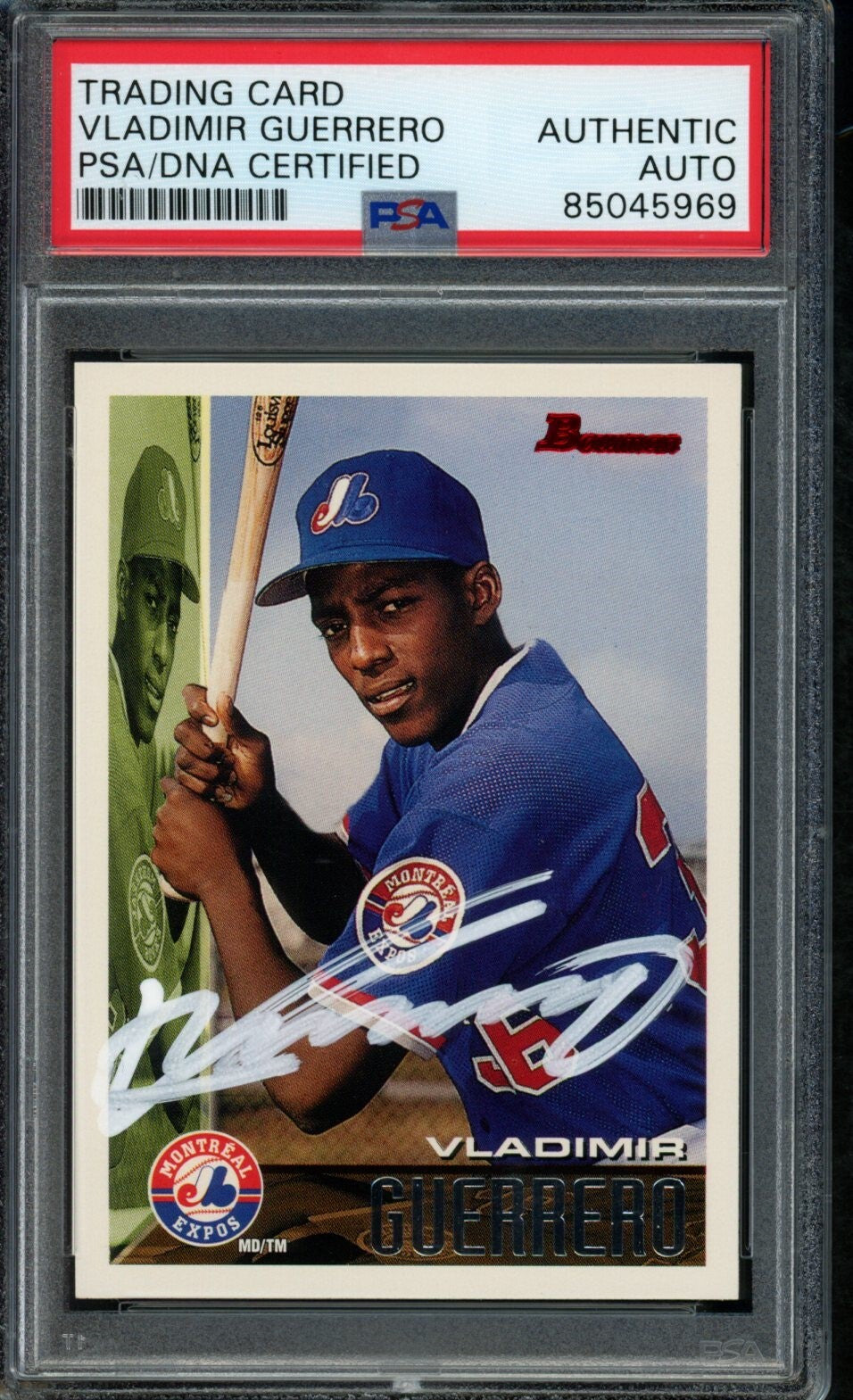 Vladimir Guerrero Montreal Expos Autographed 1995 Bowman Rookie Card #90 Psa/Dna