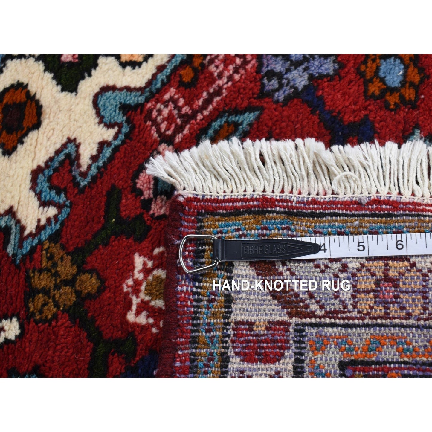 3'7"X4'8" Red New Zoroastrian Bohemian Khmadan Pure Wool Hand Knotted Rug