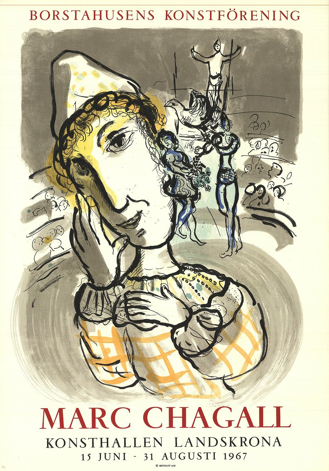 Marc Chagall Circus With Yellow Clown " Lithograph Modernism Yellow
