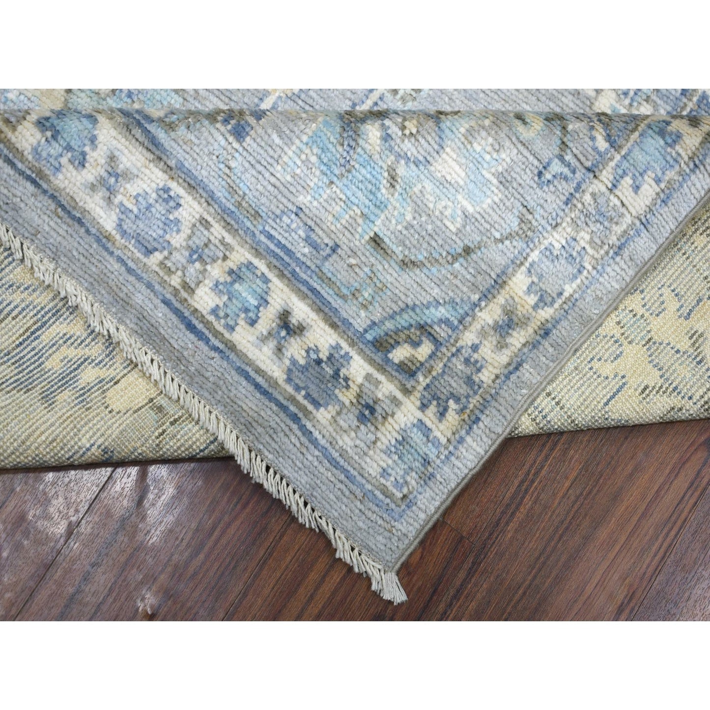8'1"X10'4" Gray Angora Oushak All Over Motifs Wool Hand Knotted Rug
