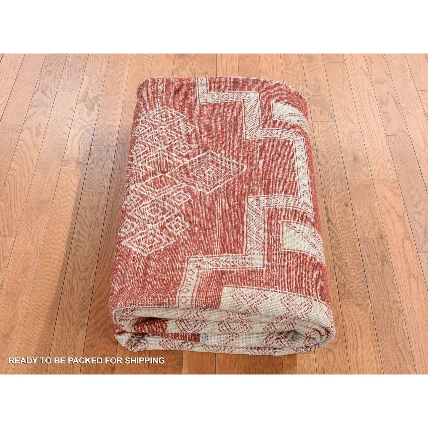 8'1"X10' Red Wool Hand Knotted Peshawar With Geometric Motifs Rug