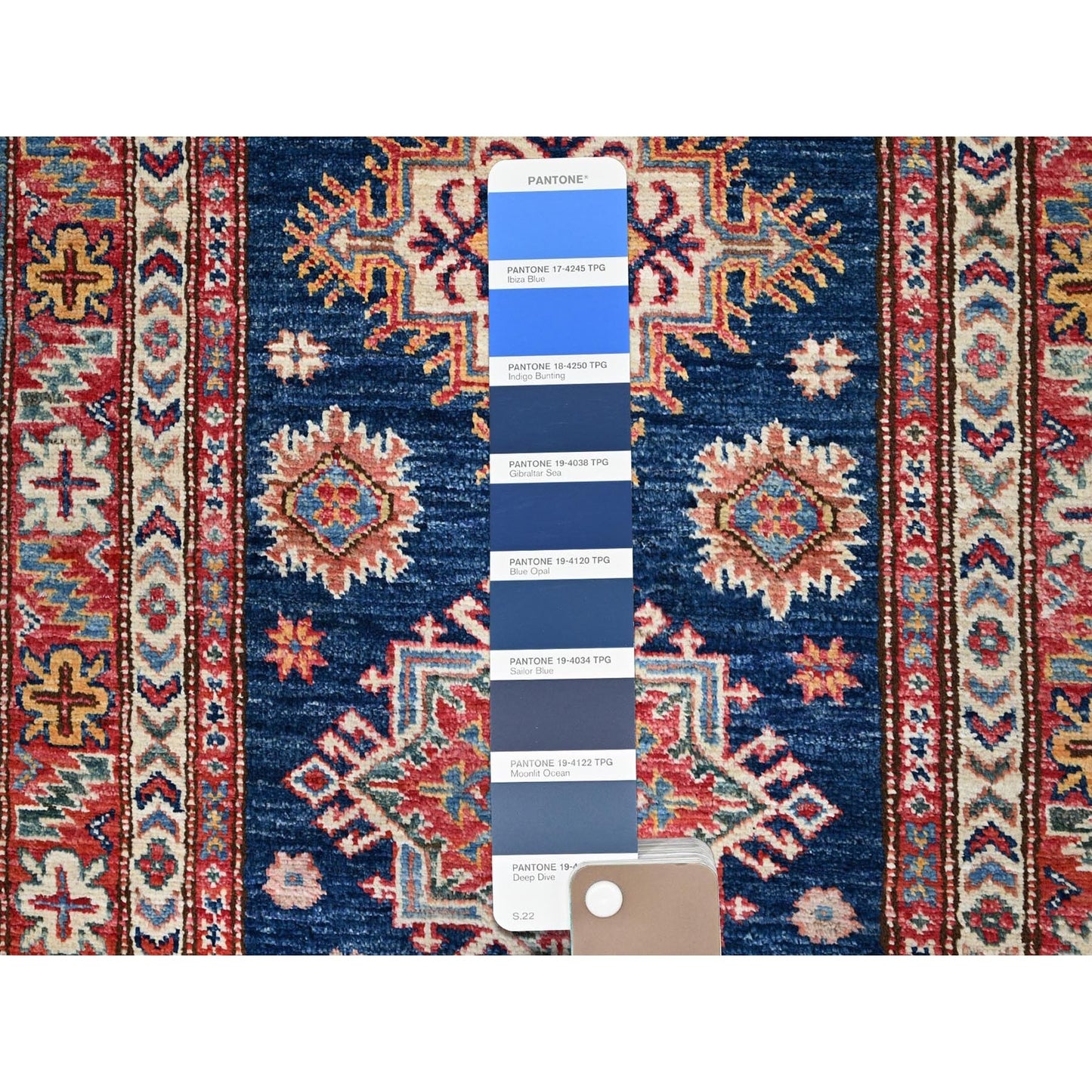 2'9"X26'3" Blue Hand Knotted Super Kazak Wool Xl Runner Rug