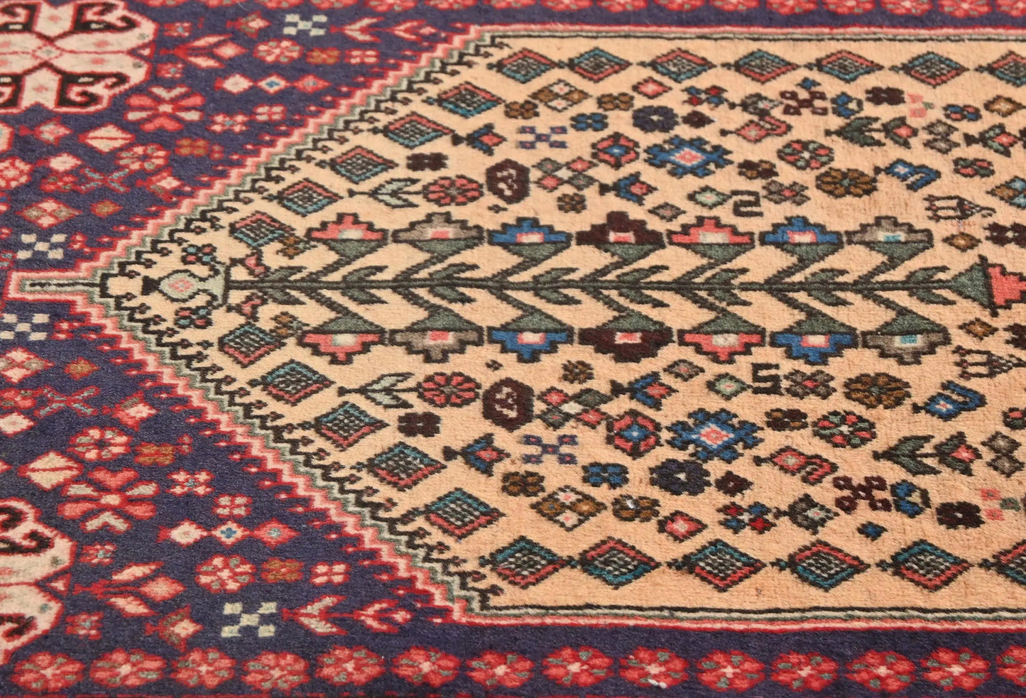 Handmade Vintage Tribal Oriental Rug 2X5 Ft