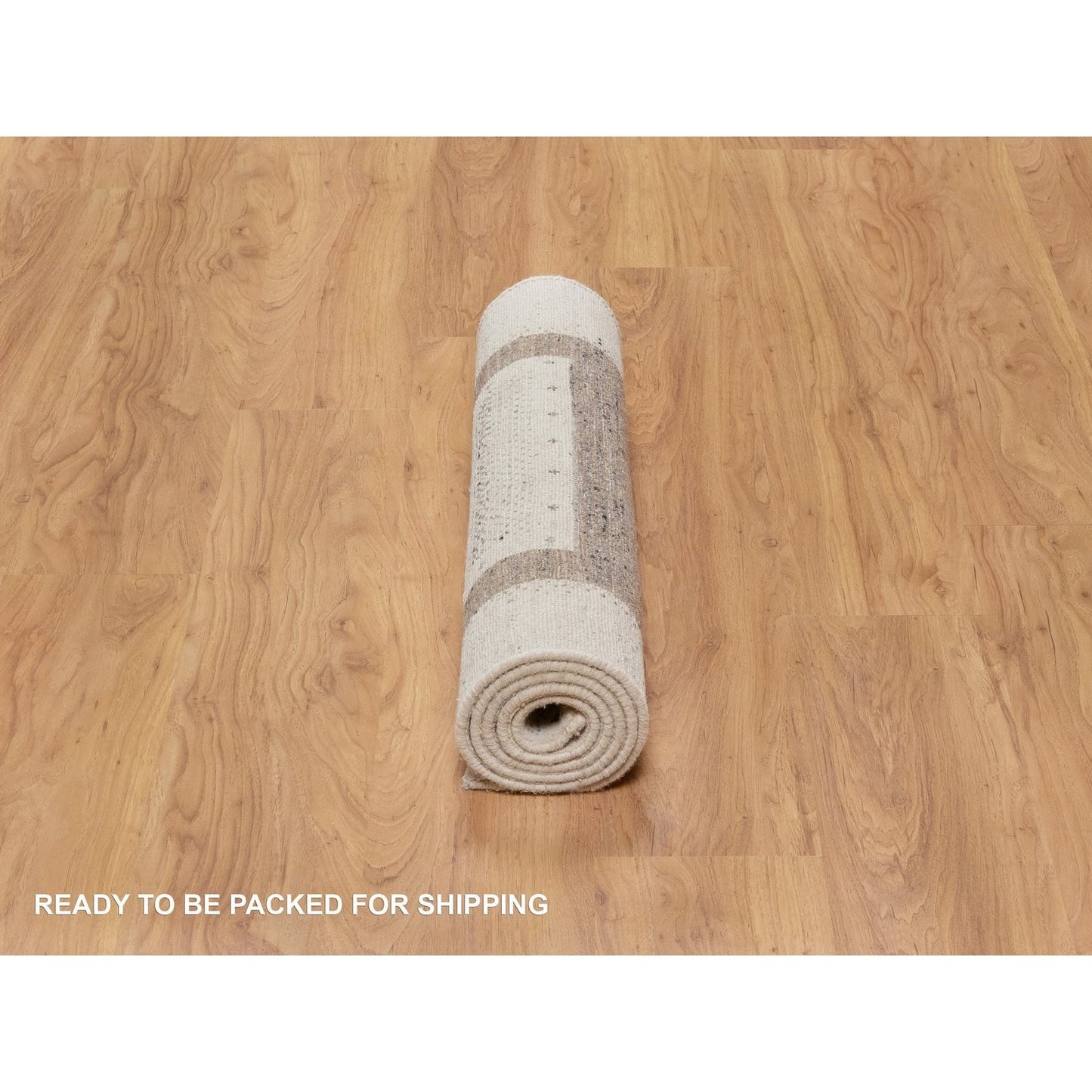 2'7"X6' Ivory Modern Design Soft Wool Hand Knotted Lori Buft Runner Rug