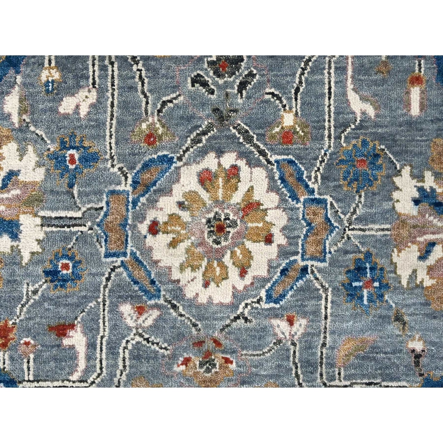 9'X11'10" Gray Heris All Over Design Hand Knotted Pure Wool Oriental Rug