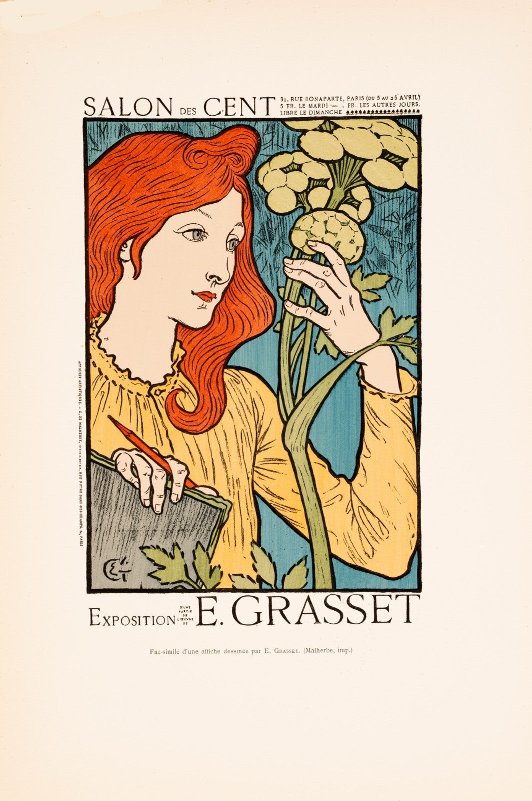 Grasset Salon De Cent Original 1896 Chaix Lithograph Les Affiches Illustr