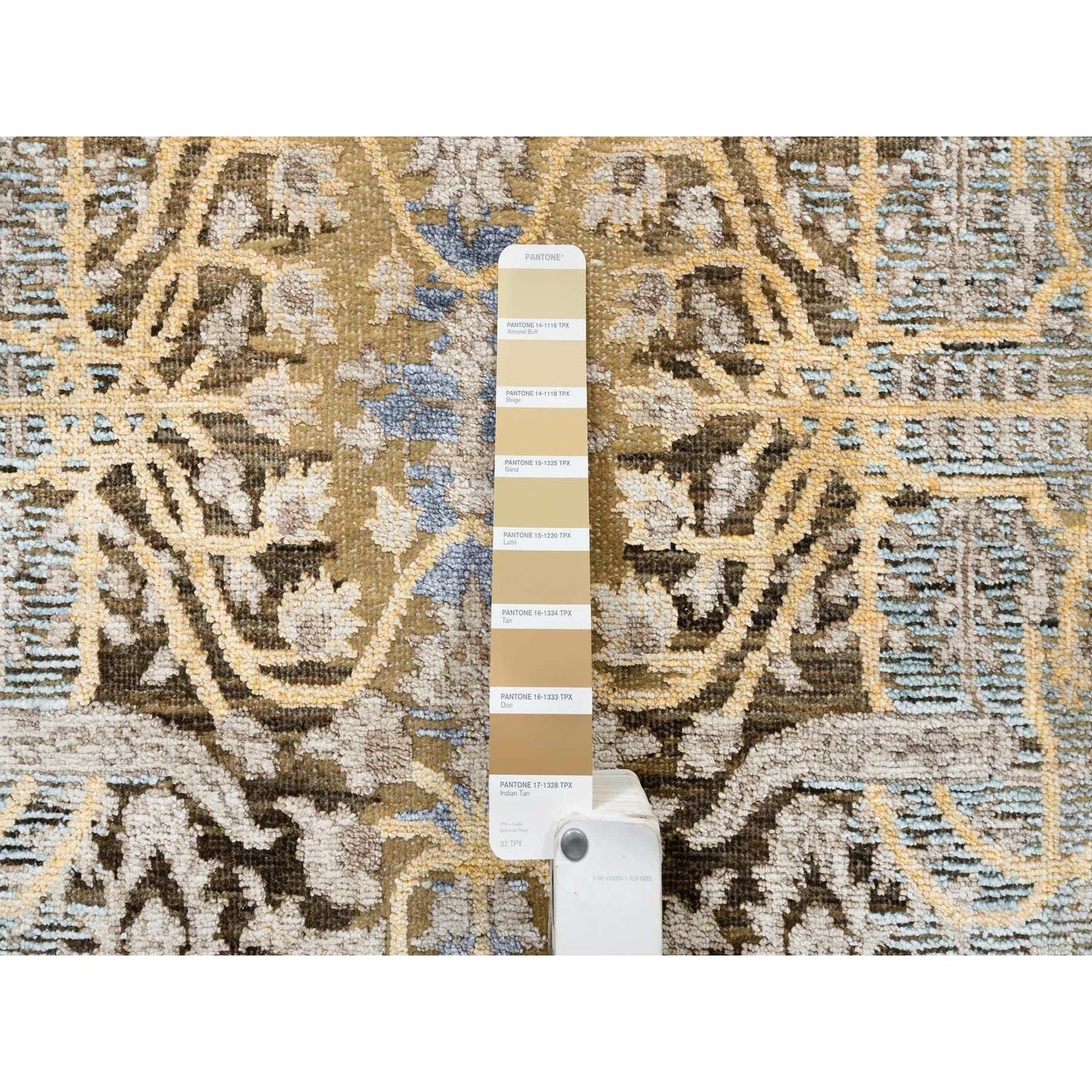 2'7"X22' Gold Brown Hand Knotted Silk With Textured Wool Xl Runner Rug