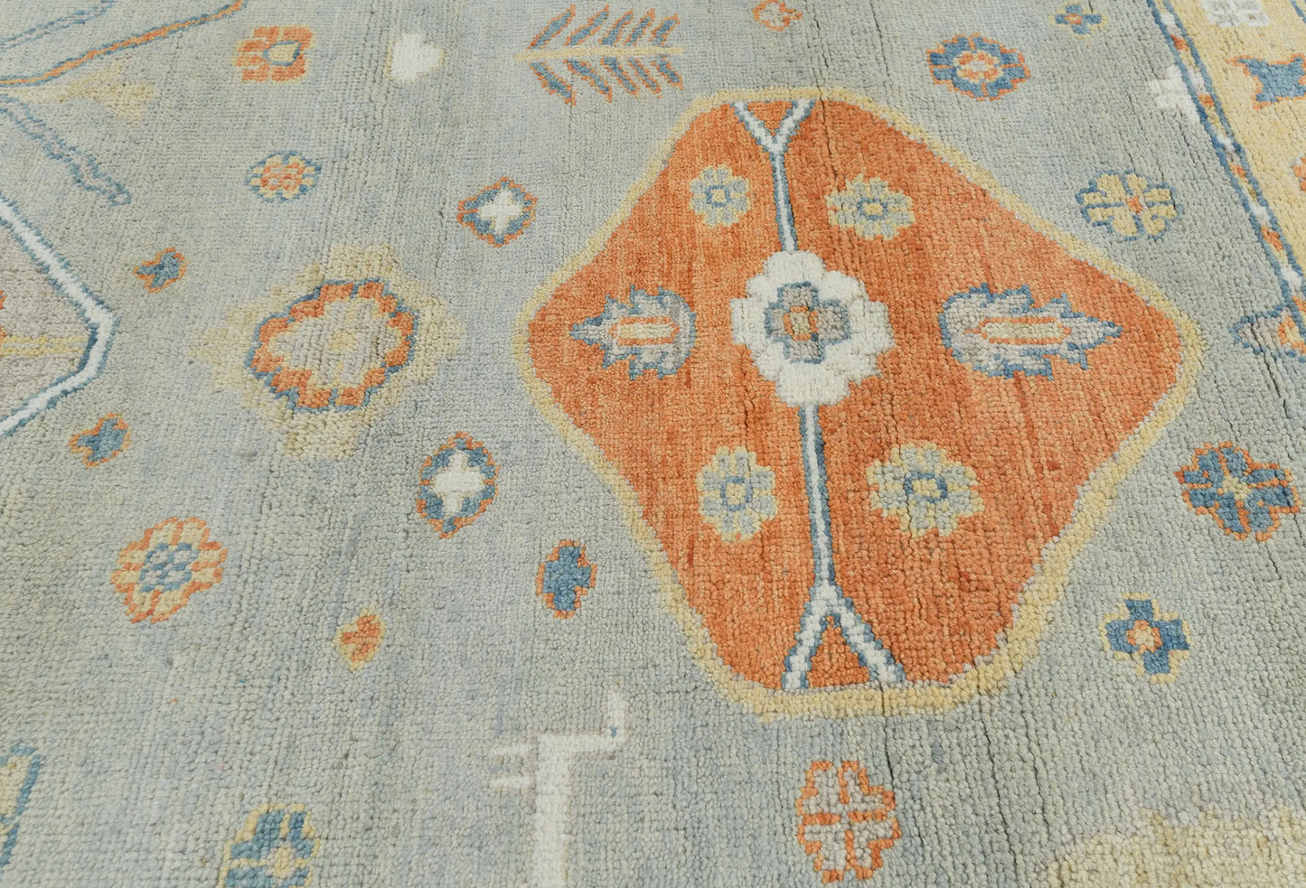 Handmade Oushak Pakistan Rug Muted Colors Floral
