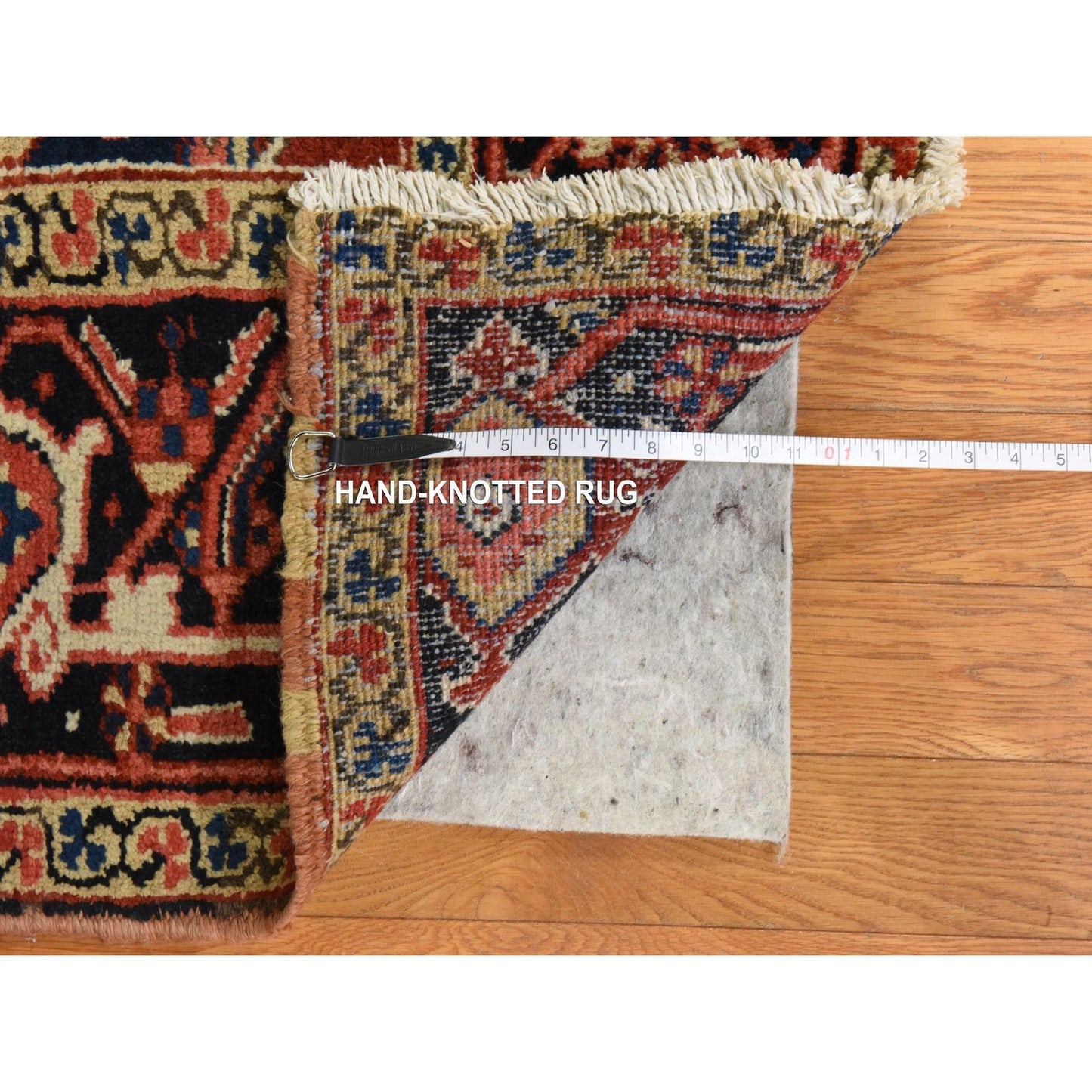 8'X11'3" Crimson Red Antique Zoroastrian Heris Pure Wool Hand Knotted Rug