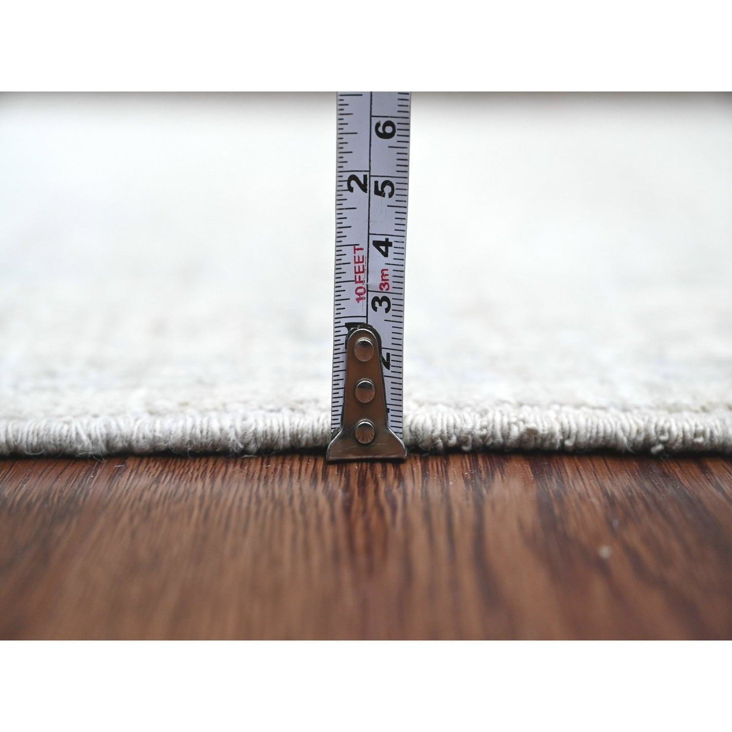 2'8"X10' Gray Heris All Over Design Pure Wool Hand Knotted Runner Rug