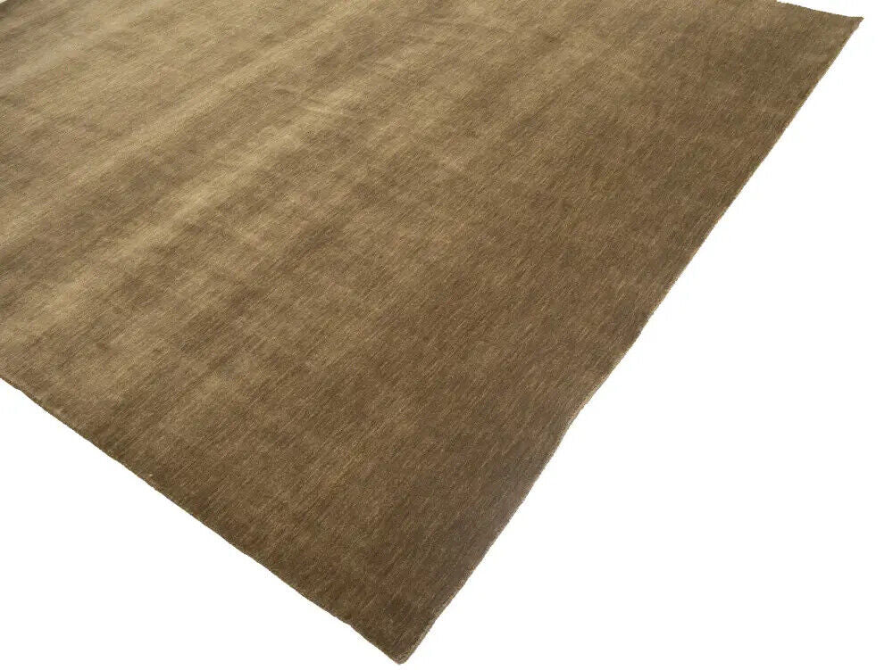 Solid Brown Hand-Loomed 8X8 Gabbeh Wool Rug