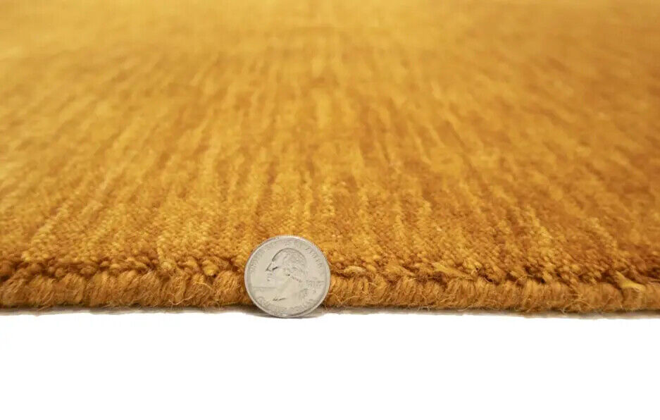 Orange Solid Design Hand-Loomed 3X8 Gabbeh Wool