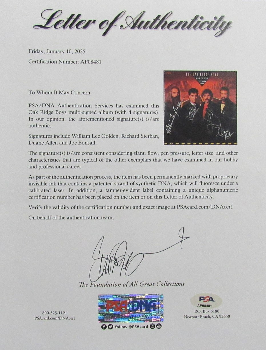 Oak Ridge Boys Multi-Signed By 4 "Where The Fast