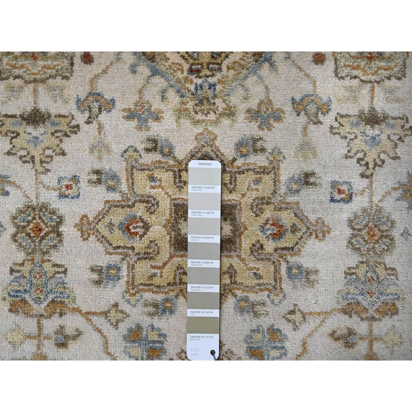 2'9"X17'10" Ivory Shiny Wool Hand Knotted Karajeh Design Xl Runner Rug