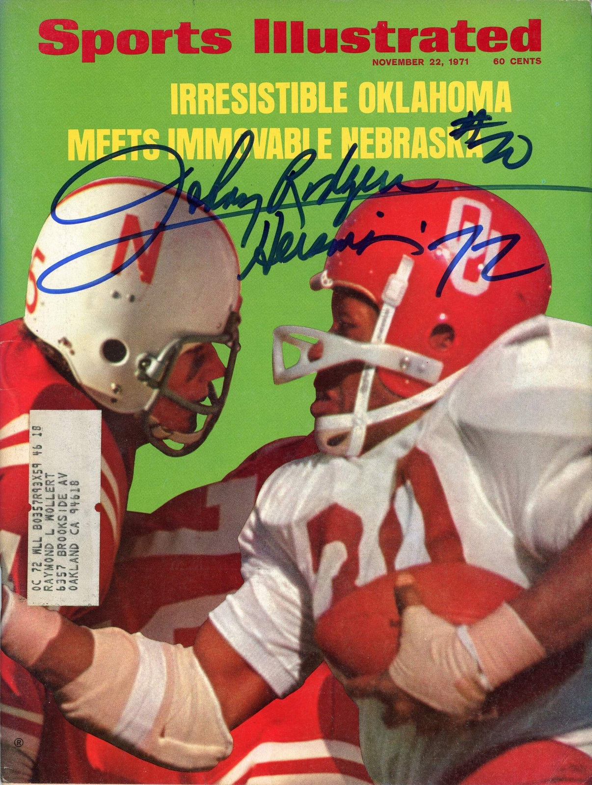 Johnny Rodgers "72 Heisman" Autographed Sports Illustrated Magazine