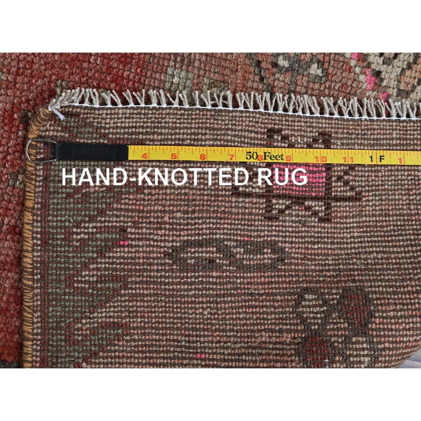 3'X10'5" Peach Vintage Zoroastrian Village Hand Knotted Wool Runner Rug