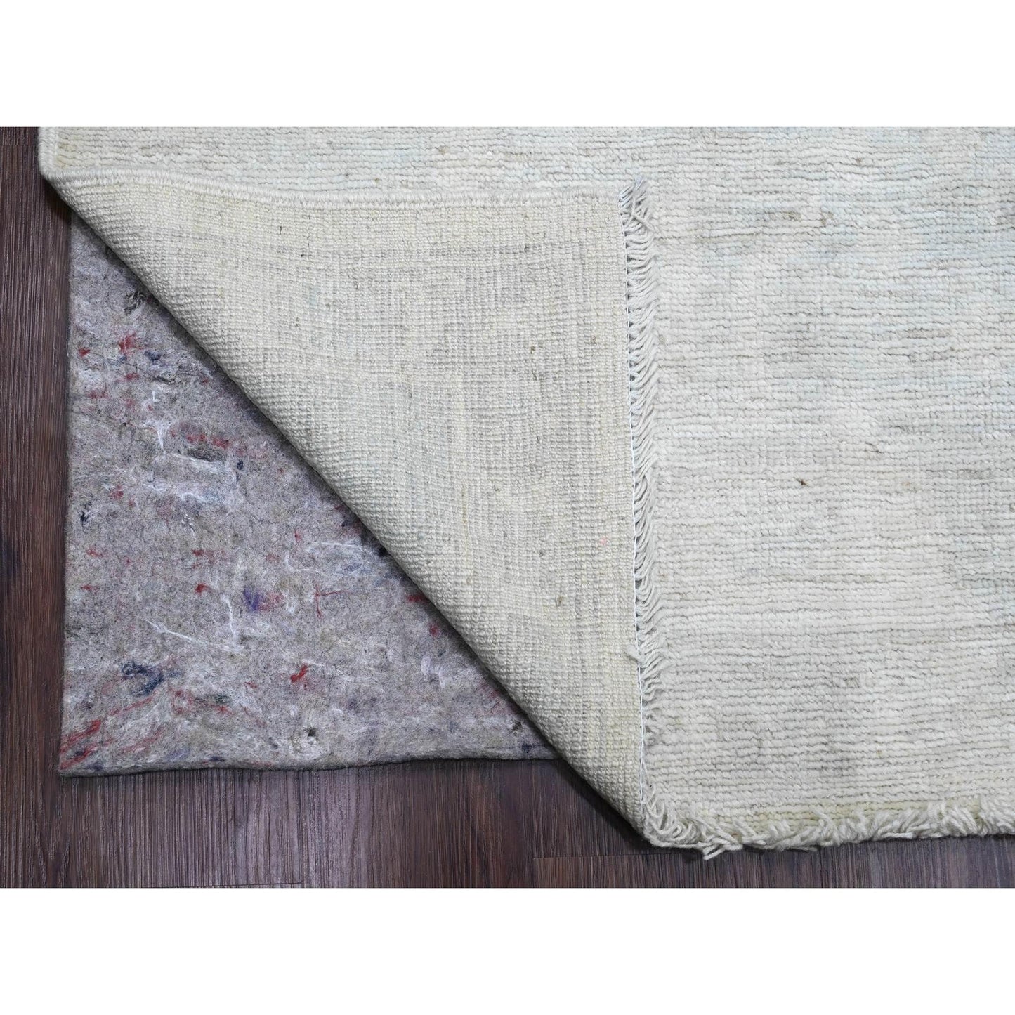 9'10"X13'9" Gray Afghan Angora Oushak Leaf Design Hand Knotted Wool Rug