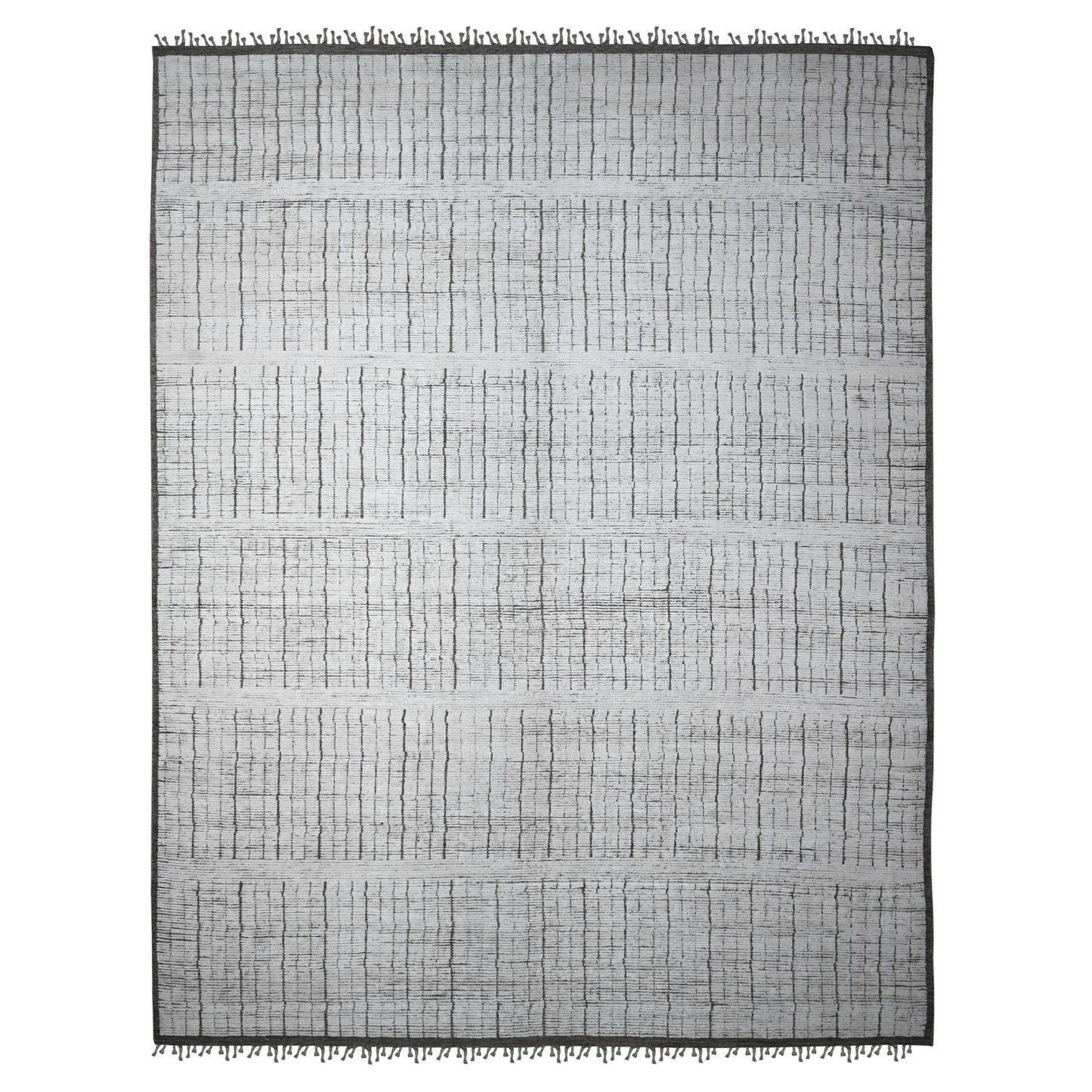 12'2"X15'9" Ivory Hand Knotted Moroccan Weave Wool Oversized Oriental Rug