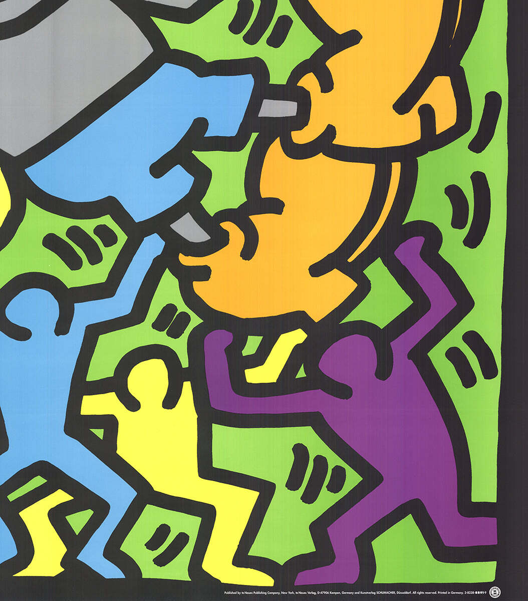 Keith Haring Andy Mouse " Serigraph Pop Art Black Blue Oran