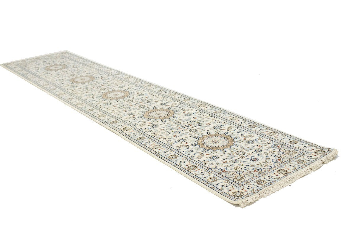 Handmade Indo-Nain Runner Rug Classic Floral