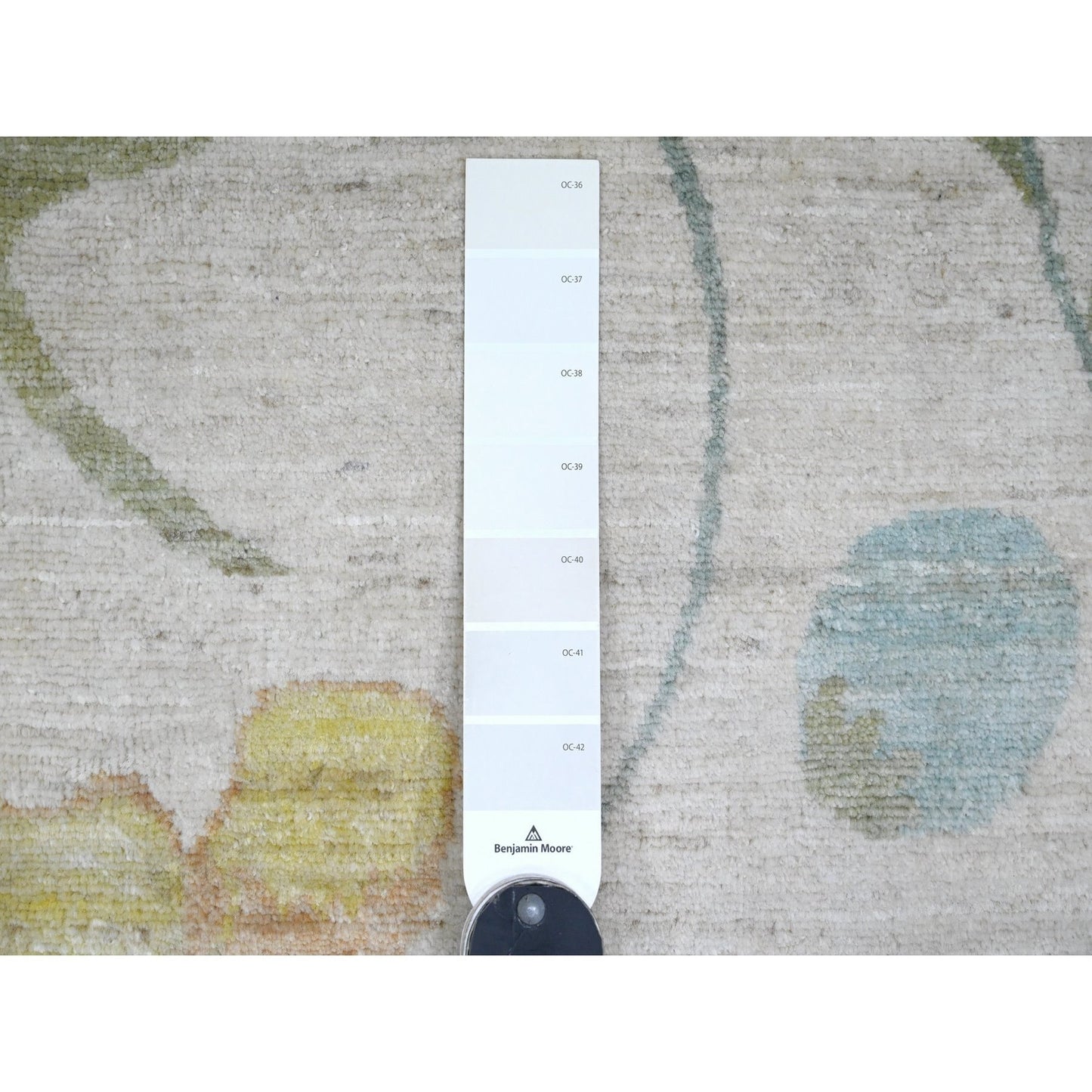 9'X11'9" White Colorful Botanical Garden Design All Wool Hand Knotted Rug