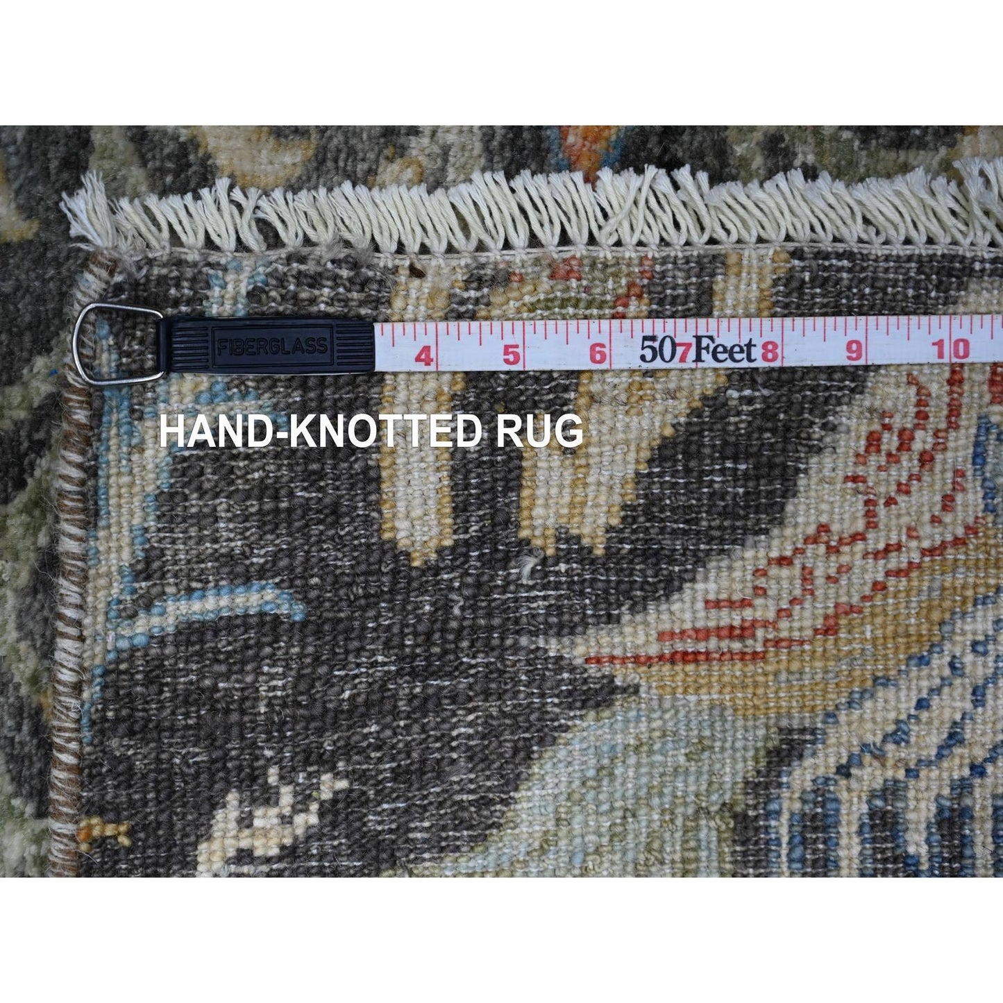 4'X10' Black Hand Knotted Organic Wool Afghan Peshawar Wide Runner Rug