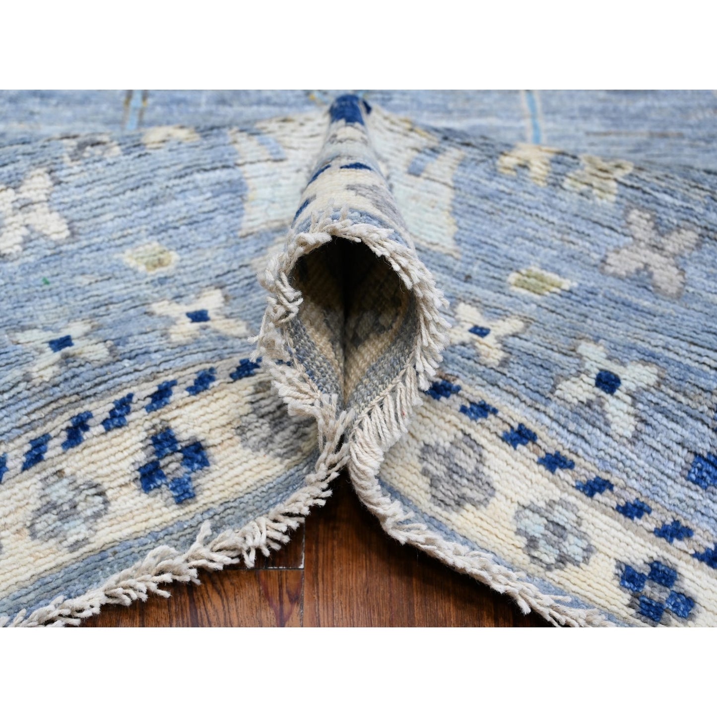 10'X10' Air Force Blue Wool Weft Angora Oushak Square Oriental Rug