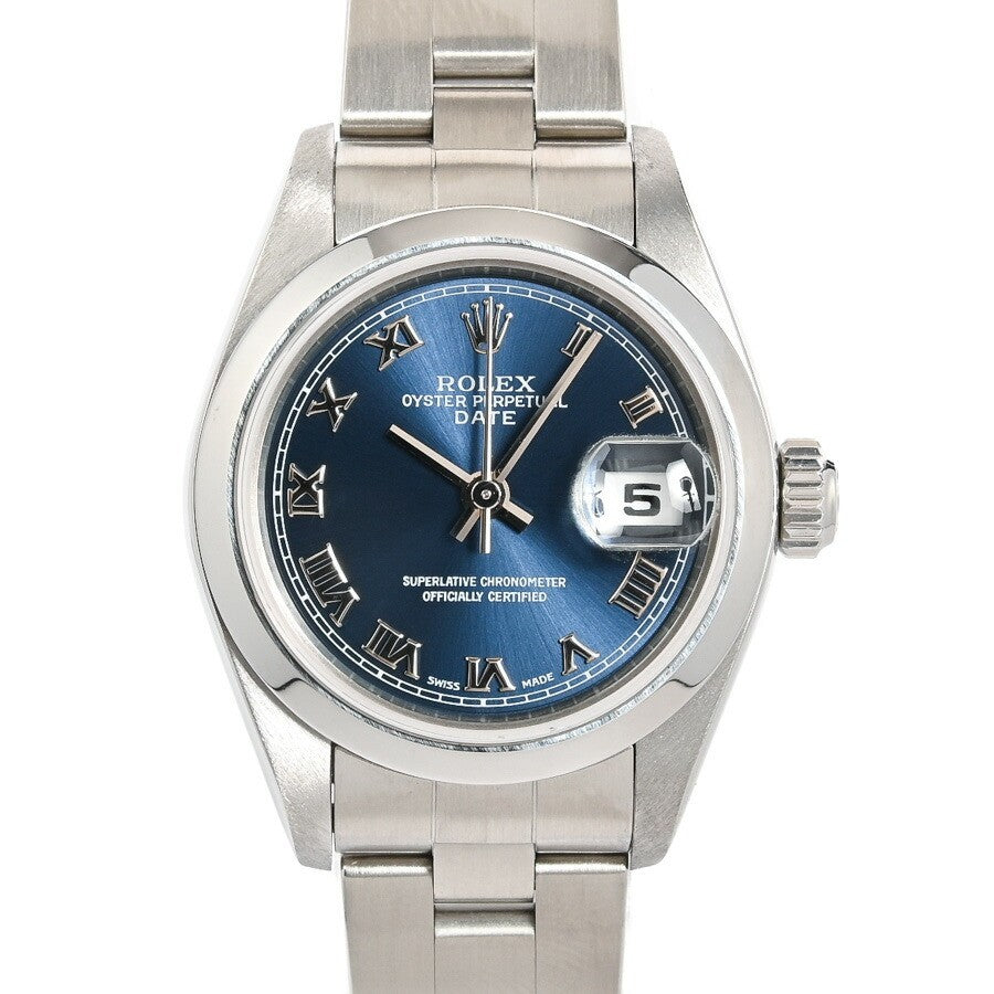 Rolex Oyster Perpetual Date 79160 Blue Case Size 26Mm Ladies Used Watch #61262