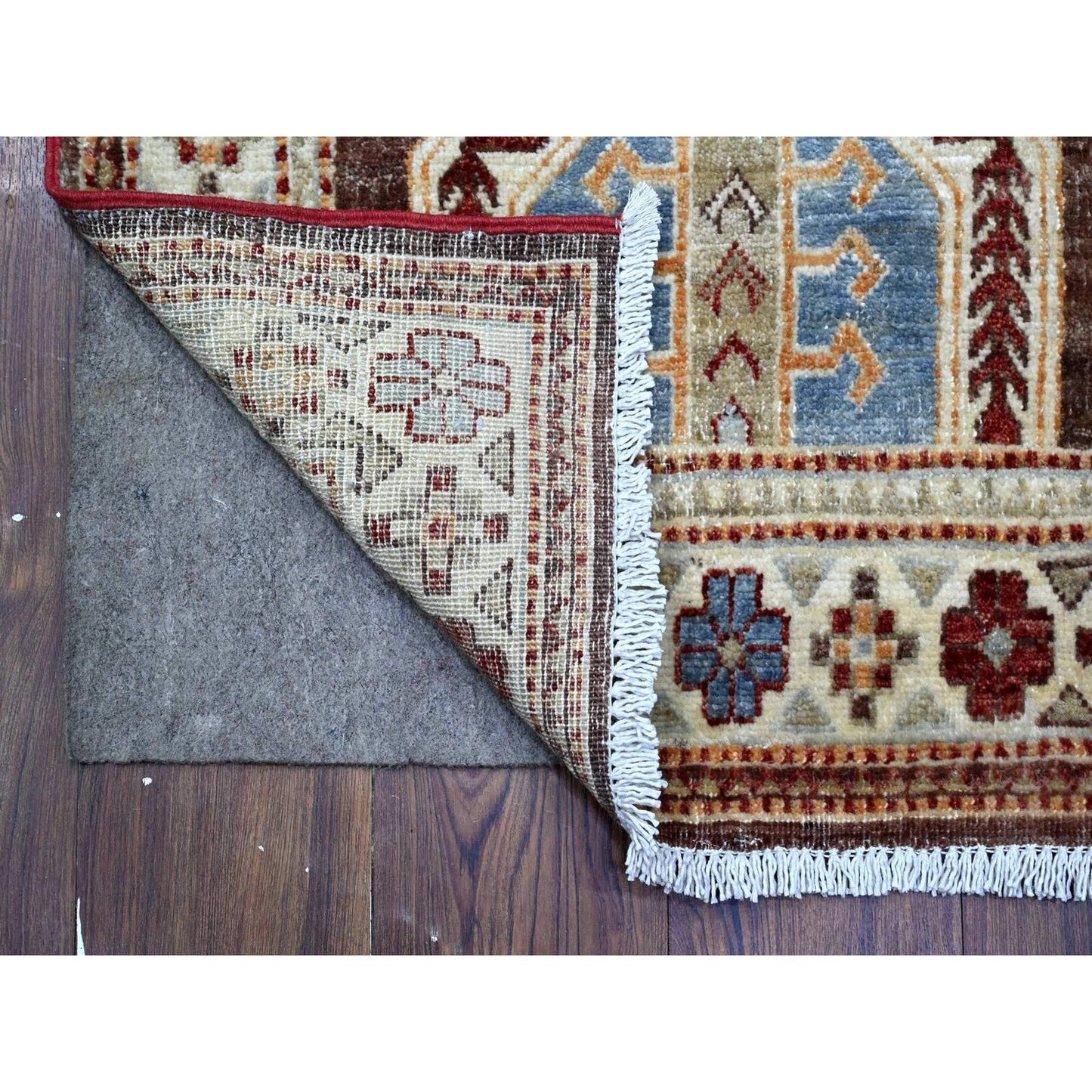 2'6"X19'5" Brown Stone Super Kazak Hand Knotted Xl Runner Oriental Rug