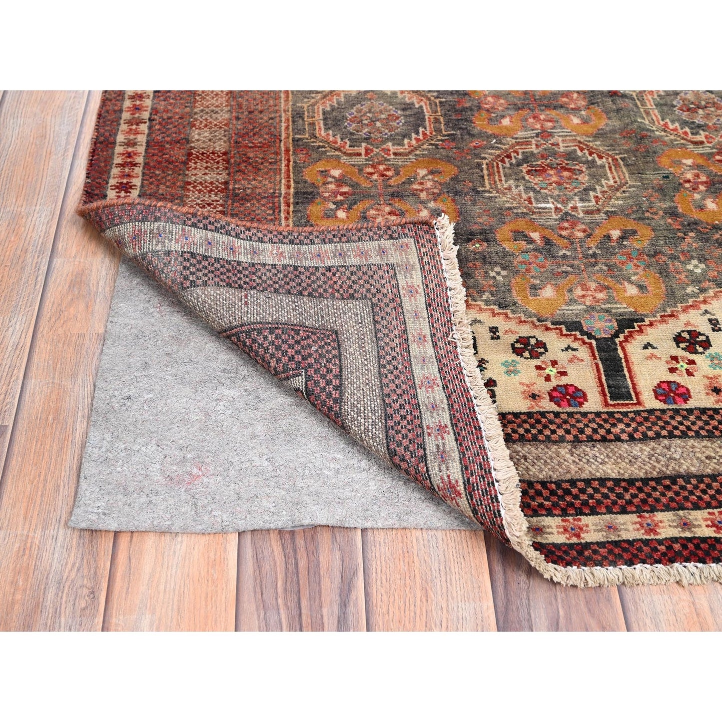 3'3"X6'6" Brown Old Zoroastrian Balooch Clean Pure Wool Hand Knotted Rug