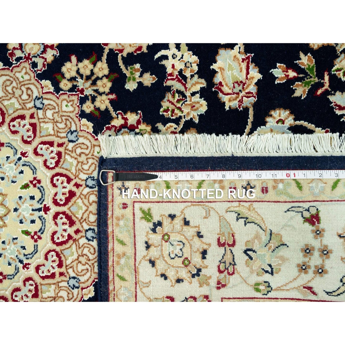 5'X7' Hague Blue Nain Hand Knotted Flower Design Wool Oriental Rug