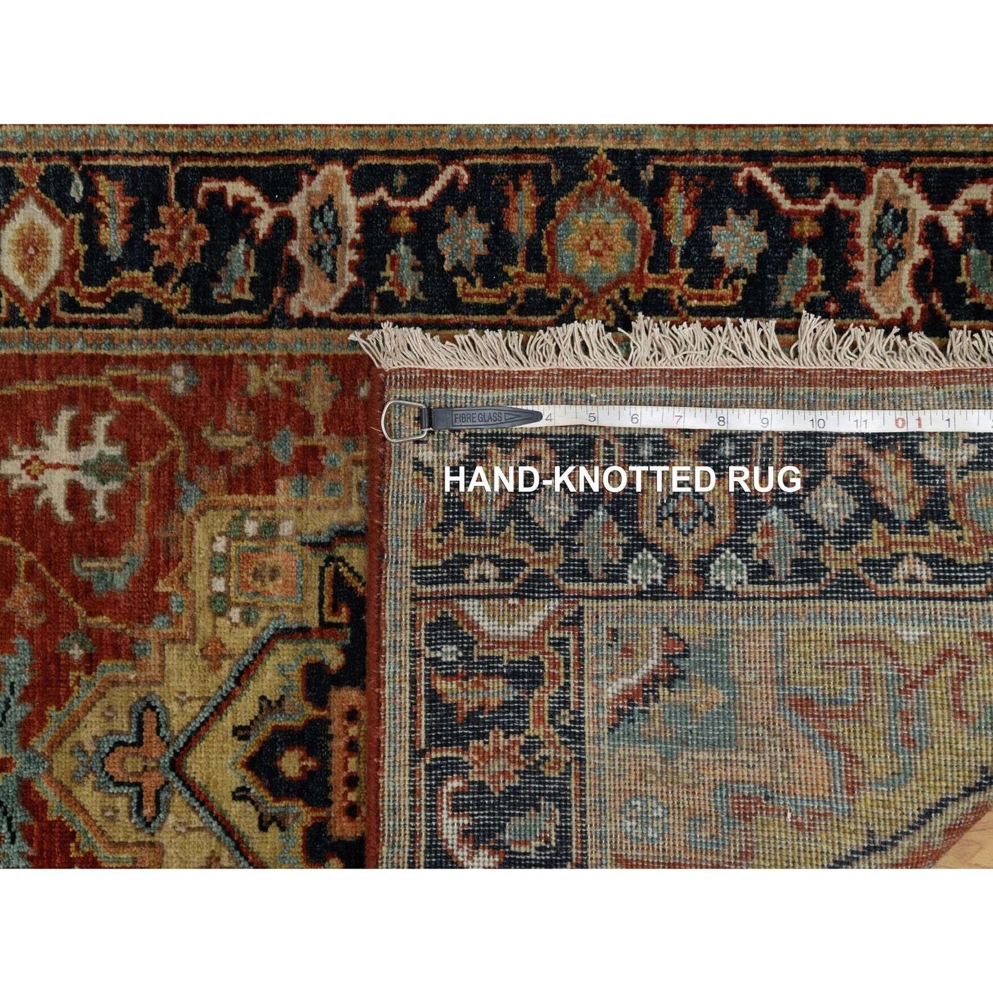 2'6"X7'9" Ruby Red Hand Spun Wool Heris Revival Hand Knotted Runner Rug