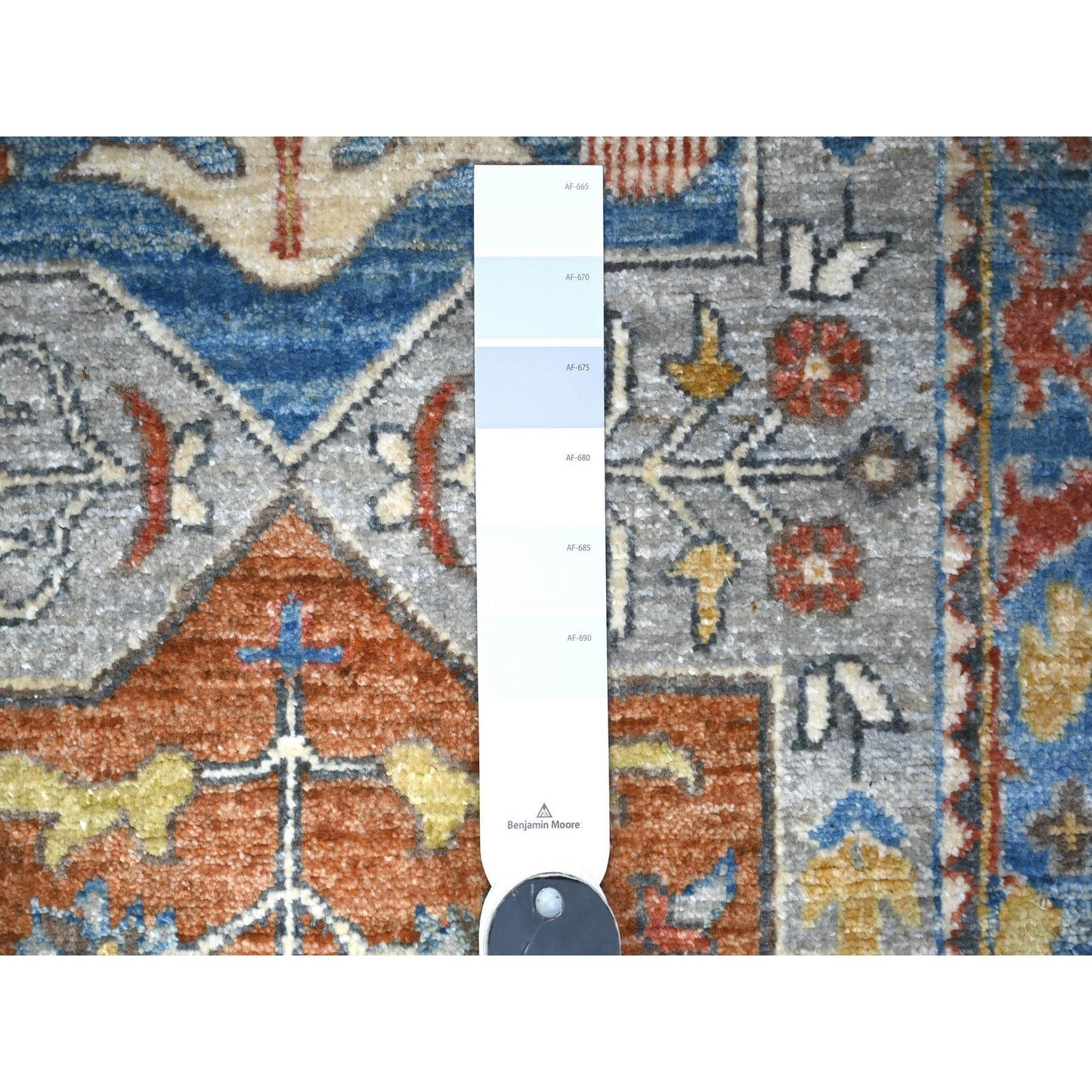 2'6"X7'9" Gray Fine Aryana Caucasian Ashtafa Hand Knotted Oriental Rug